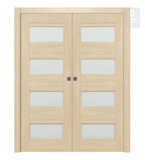 Avon 07-08 Vetro Loire Ash Modern Interior Double Pocket Doors by Belldinni