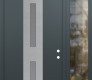 Modern Steel Front Door DIAMOND A6 48" X 96" ANTHRACITE/ANTHRACITE FROSTED GLASS PANEL STAINLESS STEEL LHI WITH SIDELITE AND TRANSOM CLEAR GLASS