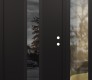 Modern Steel Front Door DIAMOND A1 50" X 80" BLACK/BLACK MIRRORED GLASS PANEL BLACK LHI WITH SIDELITE CLEAR GLASS