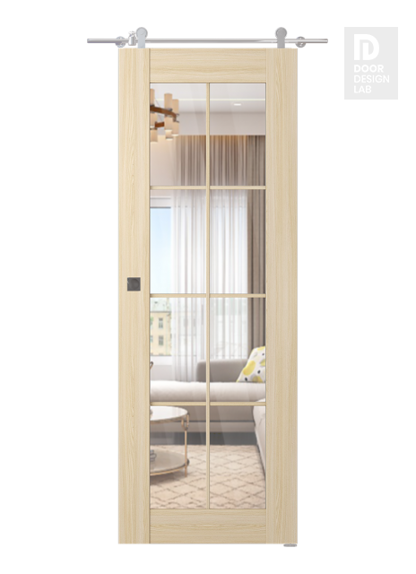 Avon 8 Lite Clear Vetro Loire Ash Modern Interior Barn Door by Belldinni