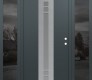 Modern Steel Front Door DIAMOND A4 68" X 80" ANTHRACITE/ANTHRACITE FROSTED GLASS PANEL STAINLESS STEEL LHI WITH 2 SIDELITES MIRRORED GLASS