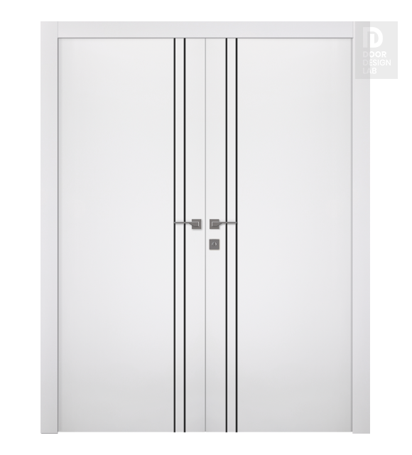 Palladio 2V Black Bianco Noble Modern Interior Double Swing Doors by Belldinni