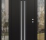 Modern Steel Front Door DIAMOND A8 68" X 80" BLACK/WHITE FROSTED GLASS PANEL BLACK LHI WITH 2 SIDELITES CLEAR GLASS