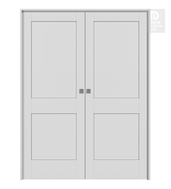 Shaker 2 Panel Primed Modern Interior Double Pocket Doors by Belldinni