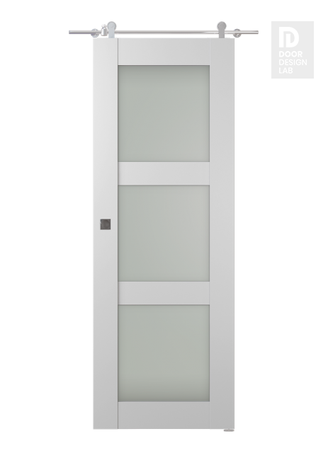 Smart Pro 3 Lite Vetro Polar White Modern Interior Barn Door by Belldinni