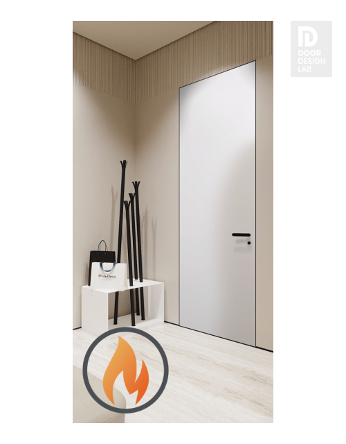 20 Min Fire Rated Snow White Modern Interior Frameless Door by Belldinni