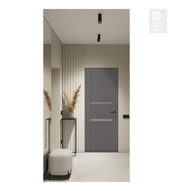 Avon 01 3H Gray Matte Modern Interior Frameless Door by Belldinni
