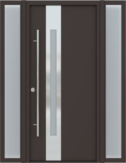 MODERN FRONT STEEL DOOR WITH SIDELITES ZEPHYR BROWN/WHITE 61 1/16" X 81 11/16" RHI