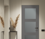 Avon 3 Lite Vetro Gray Matte Modern Interior Frameless Door by Belldinni