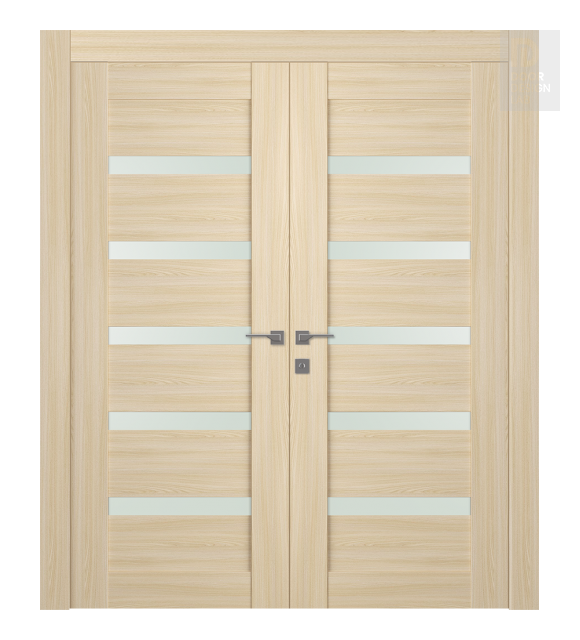 Avon 07-04 Vetro Loire Ash Modern Interior Double Swing Doors by Belldinni