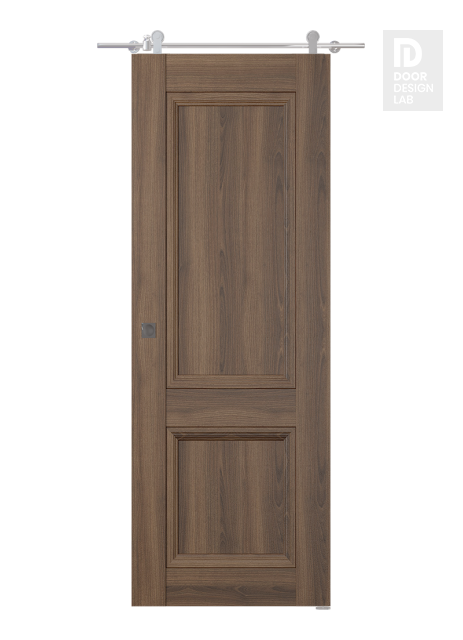Oxford Duo 07 R Pecan Nutwood Modern Interior Barn Door by Belldinni
