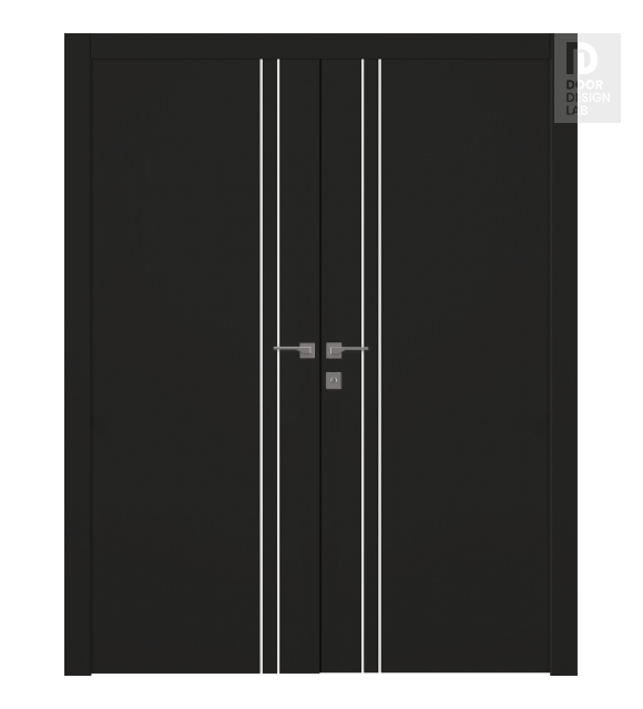 Optima 2V Black Matte Modern Interior Double Pocket Doors by Belldinni