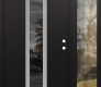 Modern Steel Front Door DIAMOND A1 52" X 80" BLACK/BLACK MIRRORED GLASS PANEL STAINLESS STEEL LHI WITH SIDELITE CLEAR GLASS
