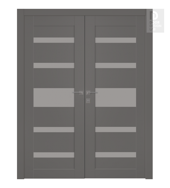 Gina Vetro Gray Matte Modern Interior Double Swing Doors by Belldinni