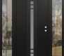 Modern Steel Front Door DIAMOND A4 68" X 80" BLACK/WHITE FROSTED GLASS PANEL BLACK LHI WITH 2 SIDELITES CLEAR GLASS