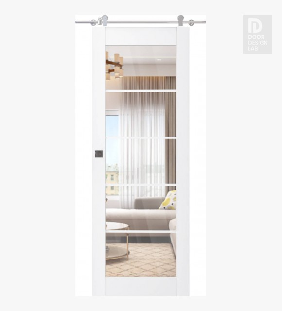 Palladio 5 Lite Clear Vetro Bianco Noble Modern Interior Barn Door by Belldinni