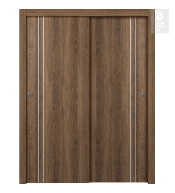 Optima 2V Pecan Nutwood Modern Interior Bypass Doors by Belldinni