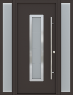 MODERN FRONT STEEL DOOR WITH SIDELITES ARGOS BROWN/WHITE 61 1/16" X 81 11/16" LHI