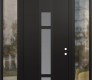 Modern Steel Front Door DIAMOND A9 68" X 96" BLACK/WHITE FROSTED GLASS PANEL BLACK LHI WITH 2 SIDELITES AND TRANSOM CLEAR GLASS