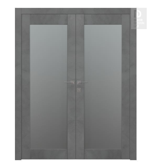 Avon 207 Vetro Dark Urban Modern Interior Double Swing Doors by Belldinni