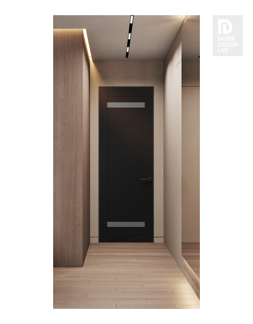 Perla Vetro Black Matte Modern Interior Frameless Door by Belldinni