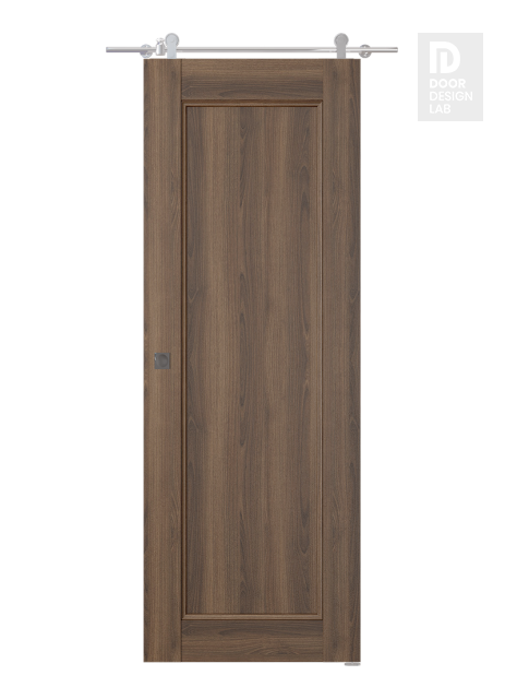 Oxford Uno 07 Pecan Nutwood Modern Interior Barn Door by Belldinni