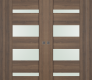 Avon 07-01 Vetro Pecan Nutwood Modern Interior Double Pocket Doors by Belldinni