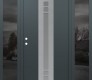 Modern Steel Front Door DIAMOND A4 64" X 80" ANTHRACITE/ANTHRACITE FROSTED GLASS PANEL STAINLESS STEEL RHI WITH 2 SIDELITES MIRRORED GLASS