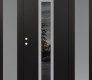 Modern Steel Front Door DIAMOND A1 60" X 80" BLACK/BLACK MIRRORED GLASS PANEL STAINLESS STEEL RHI WITH 2 SIDELITES FROSTED GLASS