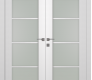 Palladio 4 Lite Vetro Bianco Noble Modern Interior Double Swing Doors by Belldinni
