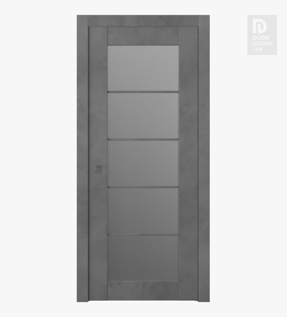 Avon 5 Lite Vetro Dark Urban Modern Interior Pocket Door by Belldinni