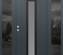 Modern Steel Front Door DIAMOND A1 64" X 80" ANTHRACITE/ANTHRACITE FROSTED GLASS PANEL BLACK RHI WITH 2 SIDELITES MIRRORED GLASS