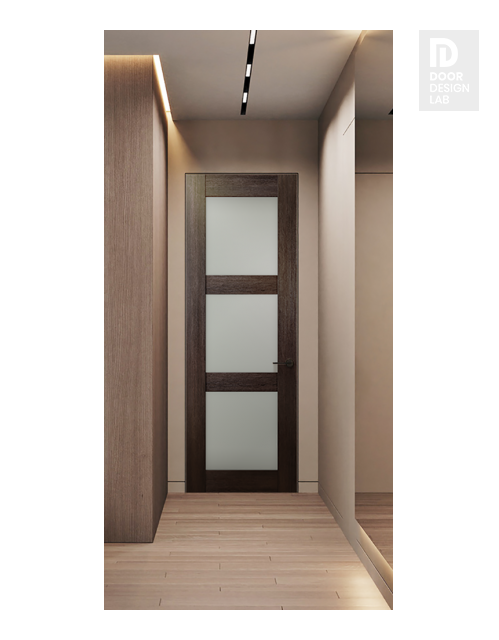 Avon 3 Lite Vetro Veralinga Oak Modern Interior Frameless Door by Belldinni