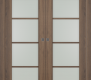 Avon 4 Lite Vetro Pecan Nutwood Modern Interior Double Pocket Doors by Belldinni
