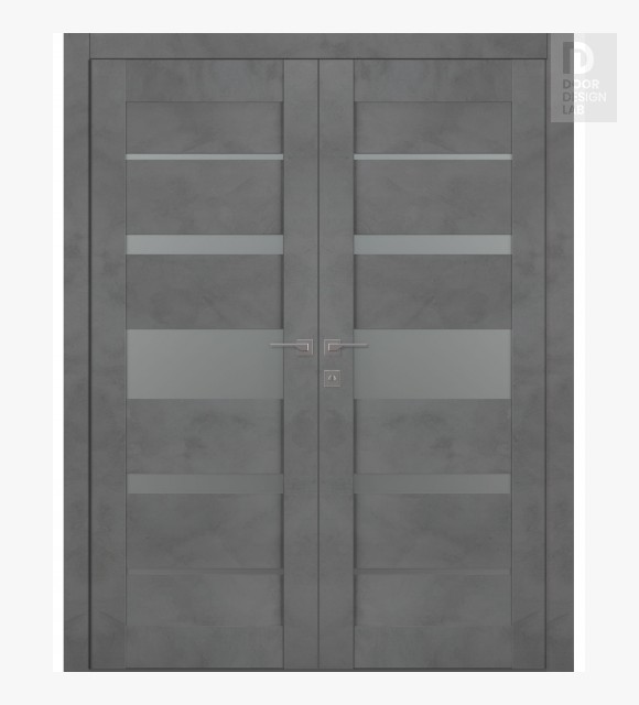 Avon 07-03 Vetro Dark Urban Modern Interior Double Swing Doors by Belldinni