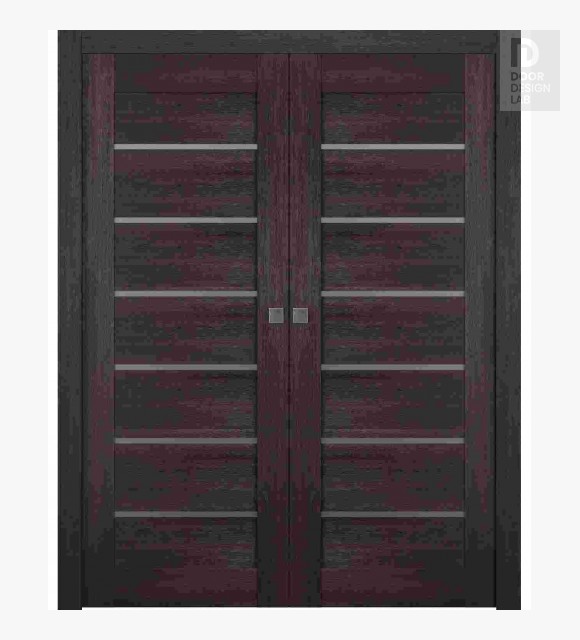 Avon 07-02 Vetro Veralinga Oak Modern Interior Double Pocket Doors by Belldinni