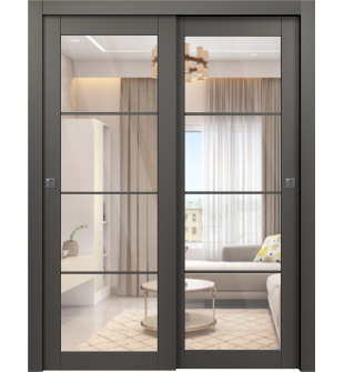 Avon 4 Lite Clear Vetro Gray Matte Bypass doors