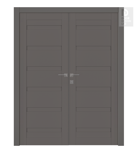 Louver Gray Matte Modern Interior Double Swing Doors by Belldinni