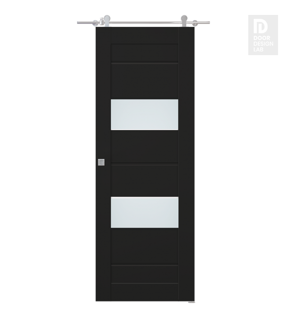 Vita Vetro Black Matte Modern Interior Barn Door by Belldinni
