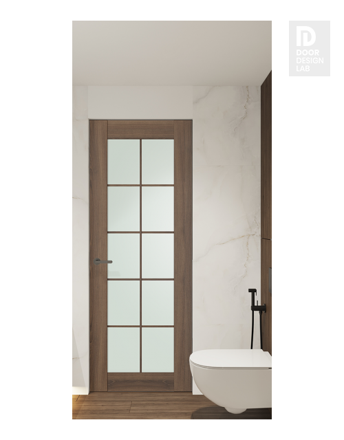 Avon 10 Lite Vetro Pecan Nutwood Modern Interior Frameless Door by Belldinni