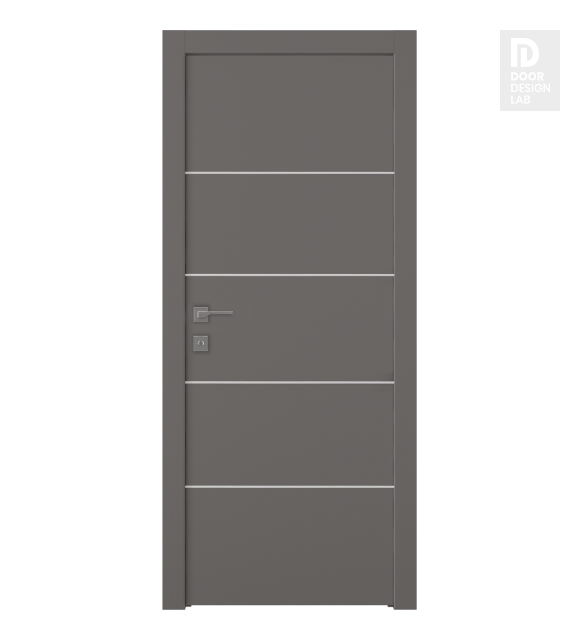 Optima 4H Gray Matte Modern Interior Double Pocket Doors by Belldinni