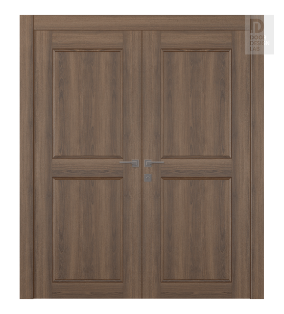 Oxford Uno 07 Rn Pecan Nutwood Modern Interior Double Swing Doors by Belldinni