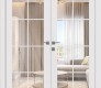 Smart Pro 8 Lite Clear Vetro Polar White Modern Interior Double Swing Doors by Belldinni