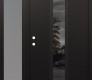 Modern Steel Front Door DIAMOND A1 48" X 80" BLACK/BLACK MIRRORED GLASS PANEL BLACK RHI WITH SIDELITE FROSTED GLASS