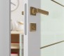 DOOR SLAB SMART PRO H3G 4H GOLD STRIPS VETRO POLAR WHITE 30" X 80" X 1 3/4" TEMPERED FROSTED GLASS