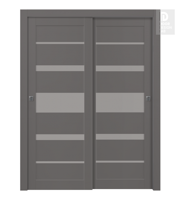 Avon 07-03 Vetro Gray Matte Modern Interior Bypass Doors by Belldinni