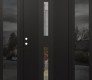Modern Steel Front Door DIAMOND A6 68" X 80" BLACK/BLACK CLEAR GLASS PANEL BLACK RHI WITH 2 SIDELITES MIRRORED GLASS