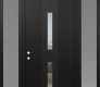DIAMOND A6 68" X 96" BLACK/BLACK CLEAR GLASS PANEL BLACK LHI WITH 2 SIDELITES AND TRANSOM FROSTED GLASS