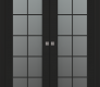 Avon 10 Lite Vetro Black Matte Modern Interior Double Pocket Doors by Belldinni