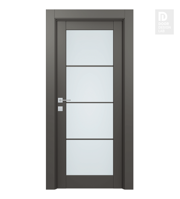 Avon 4 Lite Vetro Gray Matte Modern Interior Door by Belldinni